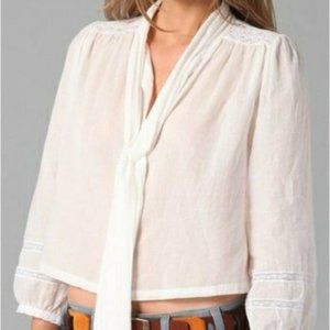 Elizabeth and James Maddie Tie Neck Shirt White XS
